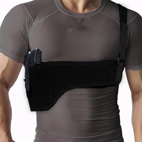 Hulara Quick Draw Shoulder Holster Belly Band Gun Holster, Men's/Women's Underarm Holster Adjustable Chest Gun Holster for Men & Women – Fits Glock, Sig Sauer, S&W, Ruger, & More_Left