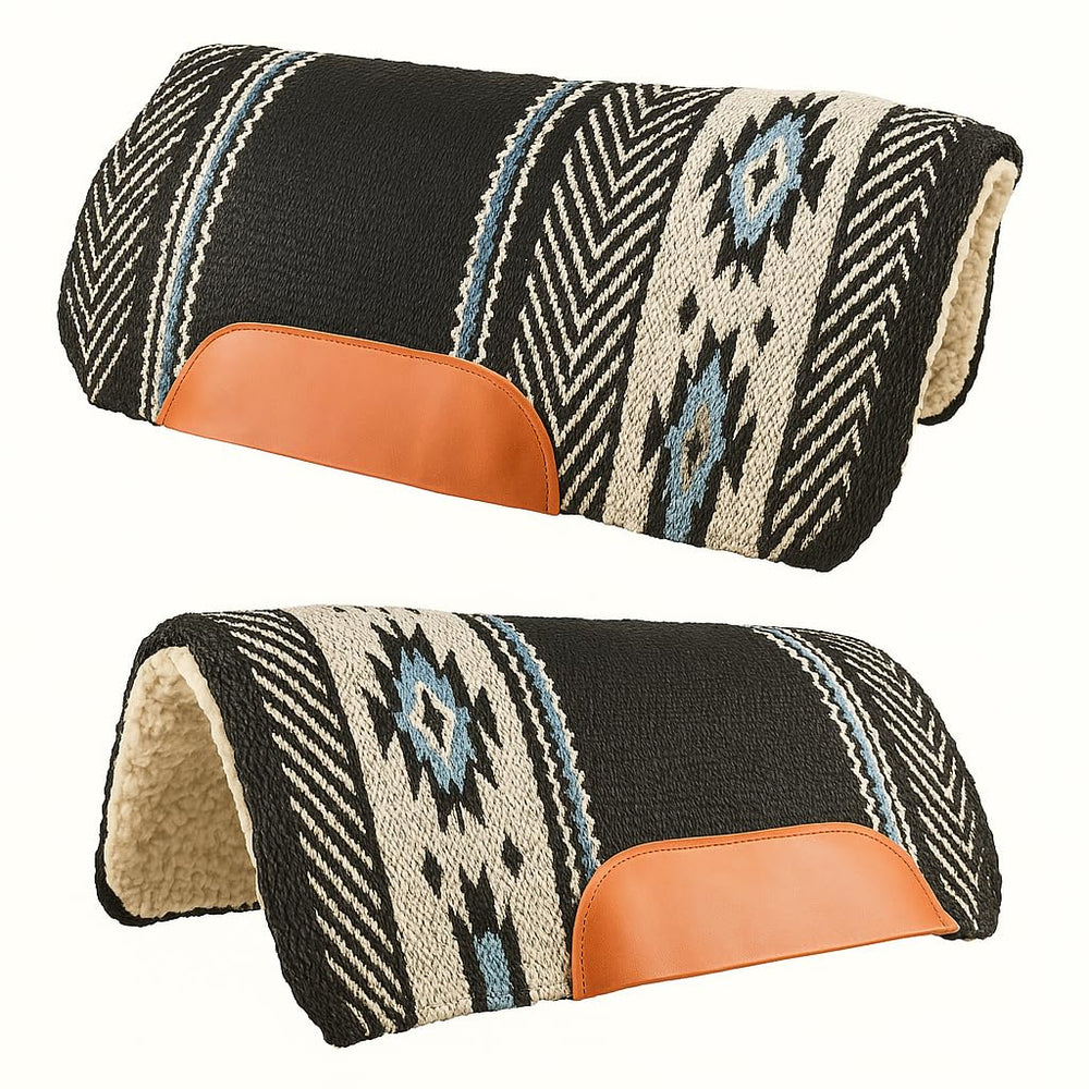 Hulara Equestrian Saddle Blanket with Chevron Pattern, Black and White, Heavy Duty Horse Saddle Pad