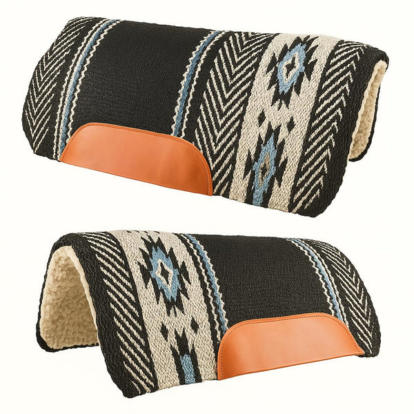 Hulara Equestrian Saddle Blanket with Chevron Pattern, Black and White, Heavy Duty Horse Saddle Pad