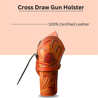 Hulara Genuine Leather Cross Draw Holster Gun Holder 22 .38/357 .44/45 Cal Revolver Western Rough Rider Psitol Holster Fit 4" to 8" - 8