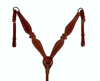 Hulara Top Grain Buff Leather Western Bridle and Breast Collar Set Tooled Headstall and Horse Breastcollar Western Tack Set Horse Breast Collar Western Bridle Sets Horse Headstall and Breast Collar - 3