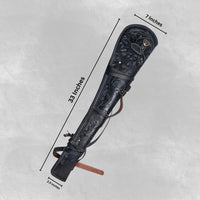 Hulara Rifle Case Western Scabbard fits 16 to 20 Inch Barrel Length Lever Action Genuine Handcraft Leather Rifle Shotgun Sheath Winchester Case for Wild Bunch Shooting [Black]. - 3