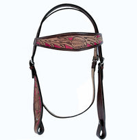 Hulara Top Grain Buff Leather Western Bridle and Breast Collar Set Tooled Headstall and Horse Breastcollar Western Tack Set Horse Breast Collar Western Bridle Sets Horse Headstall and Breast Collar - 2