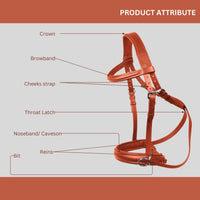 Wonder Care Genuine English Leather Crossover Crossunder Bitless Bridle for Horse Headstall with Reins - 4