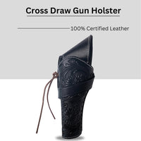 Hulara Genuine Leather Cross Draw Holster Gun Holder 22 .38/357 .44/45 Cal Revolver Western Rough Ri - 25