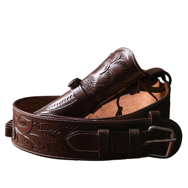 Hulara Full Grain DD Harness Buff Leather Western Gun Holster for Men Heritage Rough Rider 357 Magnum Holster Cowboy Gun Belt and Holster .38/.357 Cal Revolver Holster