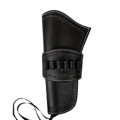 Hulara Leather Western Gun Holster for .22 Caliber Revolver – Fits 4" to 6" Barrel – Cowboy Style Belt Holster for Heritage Rough Rider (Black, Left Holster)