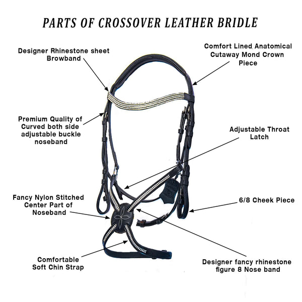 Hulara Top Grain Cowhide Leather English Bridle Snaffle Horse Bridle Noseband With Browband Horse Bit Bridle With Reins Bridles for Horses