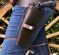 Hulara Full Grain DD Harness Buff Leather Western Gun Holster for Men - Heritage Rough Rider 357 Magnum Cowboy Gun Belt and Holster for .38/.357 Cal Revolver - 20