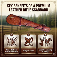 Hulara 35 Inch Two-Tone Orange Leather Rifle Scabbard | Handmade Western Gun Case | Fits Winchester 1894 Marlin 336 Henry Big Boy Rossi R92 16-24 Inch Barrel | Full Grain Buffalo Leather Rifle Case - 6