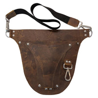 Hulara Brown Full Grain Leather Florist Tool Bag for Gardener Farmer Tools Holster With Adjutable Belt for Florists, Sma
