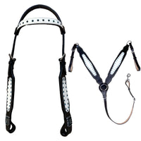 Hulara Top Grain Buff Leather Western Bridle and Breast Collar Set Tooled Headstall and Horse Breastcollar Western Tack Set Horse Breast Collar Western Bridle Sets Black Breast Collar for Horses