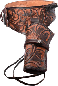 Hulara Full Grain DD Harness Buff Leather Western Gun Holster for Men Heritage Rough Rider 357 Magnum Holster Cowboy Gun Belt and Holster .38/.357 Cal Revolver Holster. - 6