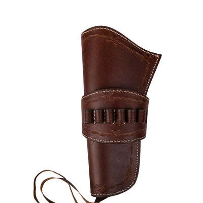 Hulara Leather Western Gun Holster for .22 Caliber Revolver – Fits 4" to 6" Barrel – Cowboy Style Belt Holster for Heritage Rough Rider (Black, Left Holster)