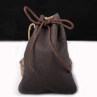 Hulara-Genuine Cowhide Leather Drawstring Shell Pouch Shotgun Ammo Storage Pouch Rifle Ammunition Ammo Shell Bag Rifle Cartridge Holder Leather Ammo Bag for Shotgun Shells (Double Loop Black) - 5