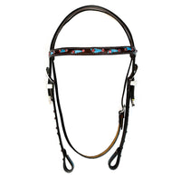 Hulara Top Grain Buff Leather Western Bridle and Breast Collar Set Tooled Headstall and Horse Breastcollar Western Tack Set Horse Breast Collar Western Bridle Sets Horse Headstall and Breast Collar - 2