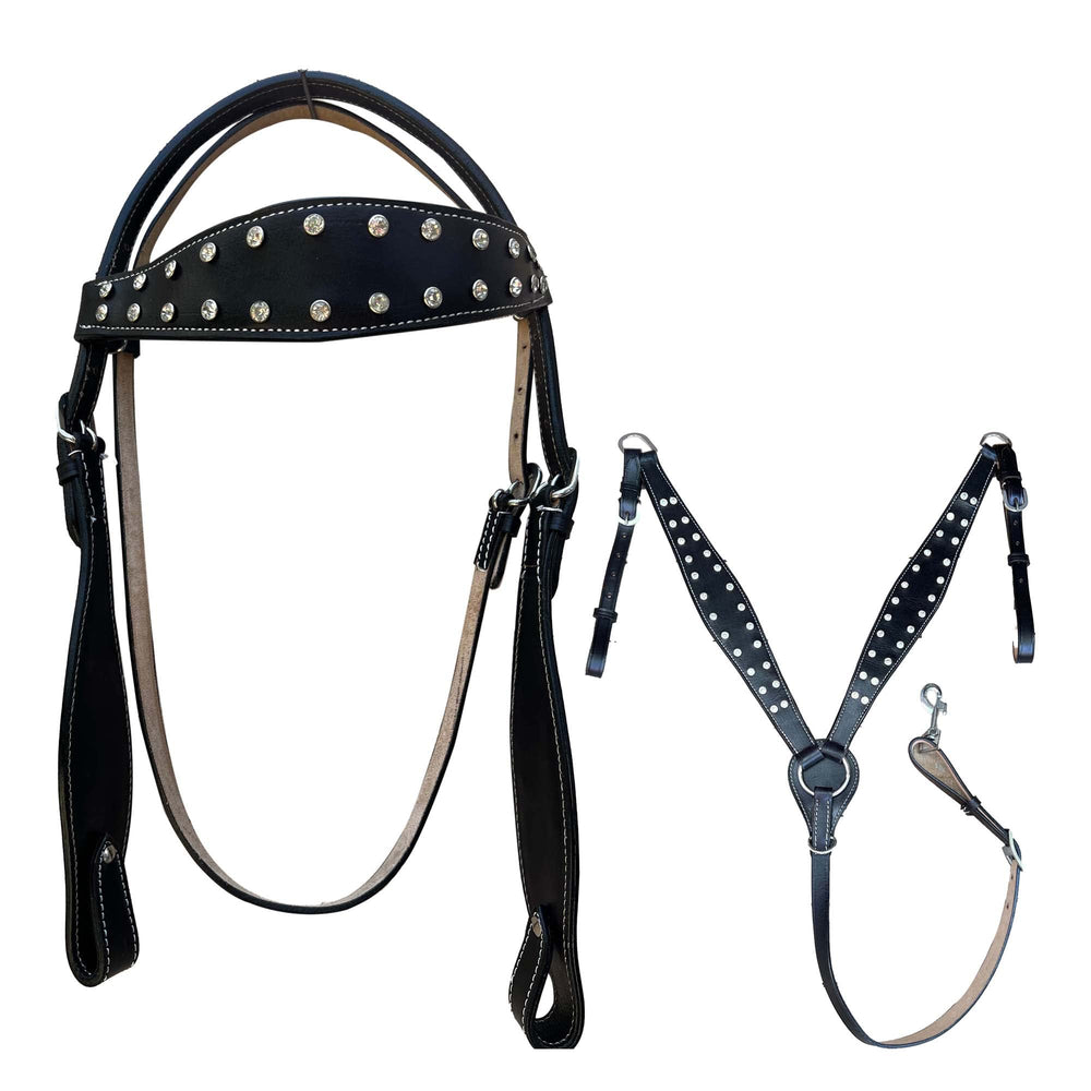 Hulara Top Grain Buff Leather Western Bridle and Breast Collar Set Tooled Headstall and Horse Breastcollar Western Tack Set Horse Breast Collar Western Bridle Sets Black Breast Collar for Horses