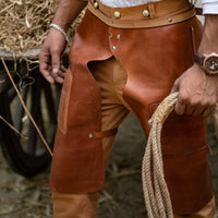 Hulara Full Grain Buff Leather Cowboy Chaps for Men Fashion Western Chaps Riding Chaps for Women & M - 4