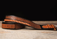 Hulara 2 Tone Flower Western Gun Holster & Ammo Belt Set – 22 Cartridge Leather Belt Size-4 with Her - 6