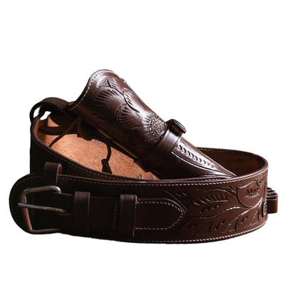 Hulara Genuine Leather Western Gun Belt Concealed Carry Gun Holster Belt for Men Women Cowboy Costume Revolver Holster Pistol Tactical Hoslter