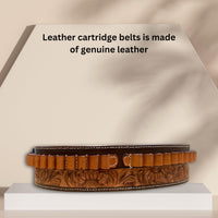 Hulara Genuine Leather Ammo Loops Gun Holster Belt Cowboy Shotgun Shell Holder Cartridge Belt for Men Pistol Adjustable 44/45 Belt - 4