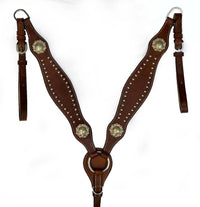 Hulara Top Grain Buff Leather Western Bridle and Breast Collar Set Tooled Headstall and Horse Breastcollar Western Tack Set Horse Breast Collar Western Bridle Sets Horse Headstall and Breast Collar - 3