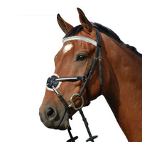 Hulara Top Grain Cowhide Leather English Bridle Snaffle Crossover Figure 8 Horse Bridle Rhinestone Browband and Flash Noseband Horse Bit Bridle with Reins Bridles for Horses - 3