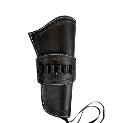 Hulara Leather Western Gun Holster for .22 Caliber Revolver – Fits 4" to 6" Barrel – Cowboy Style Belt Holster for Heritage Rough Rider (Black, Left Holster)
