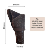 Hulara Genuine Leather Cross Draw Holster Gun Holder 22 .38/357 .44/45 Cal Revolver Western Rough Ri - 38