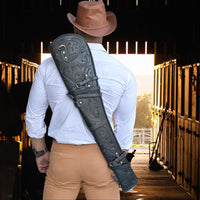 Hulara Genuine Leather Engraved Rifle Case Western Scabbard fits 16 to 20 Inch Barrel Length Lever A - 4