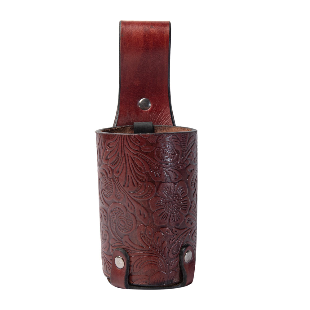 Hulara Full Grain Buff Leather Beer Holster Small Bottle Holster for Men Cowboy Beer Holder for Travel/Outdoor Beer Holster Belt