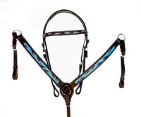 Hulara Top Grain Buff Leather Western Bridle and Breast Collar Set Tooled Headstall and Horse Breastcollar Western Tack Set Horse Breast Collar Western Bridle Sets Horse Headstall and Breast Collar