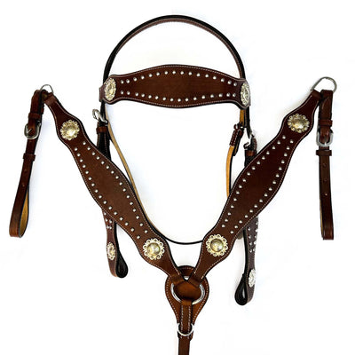 Hulara Top Grain Buff Leather Western Bridle and Breast Collar Set Tooled Headstall and Horse Breastcollar Western Tack Set Horse Breast Collar Western Bridle Sets Horse Headstall and Breast Collar