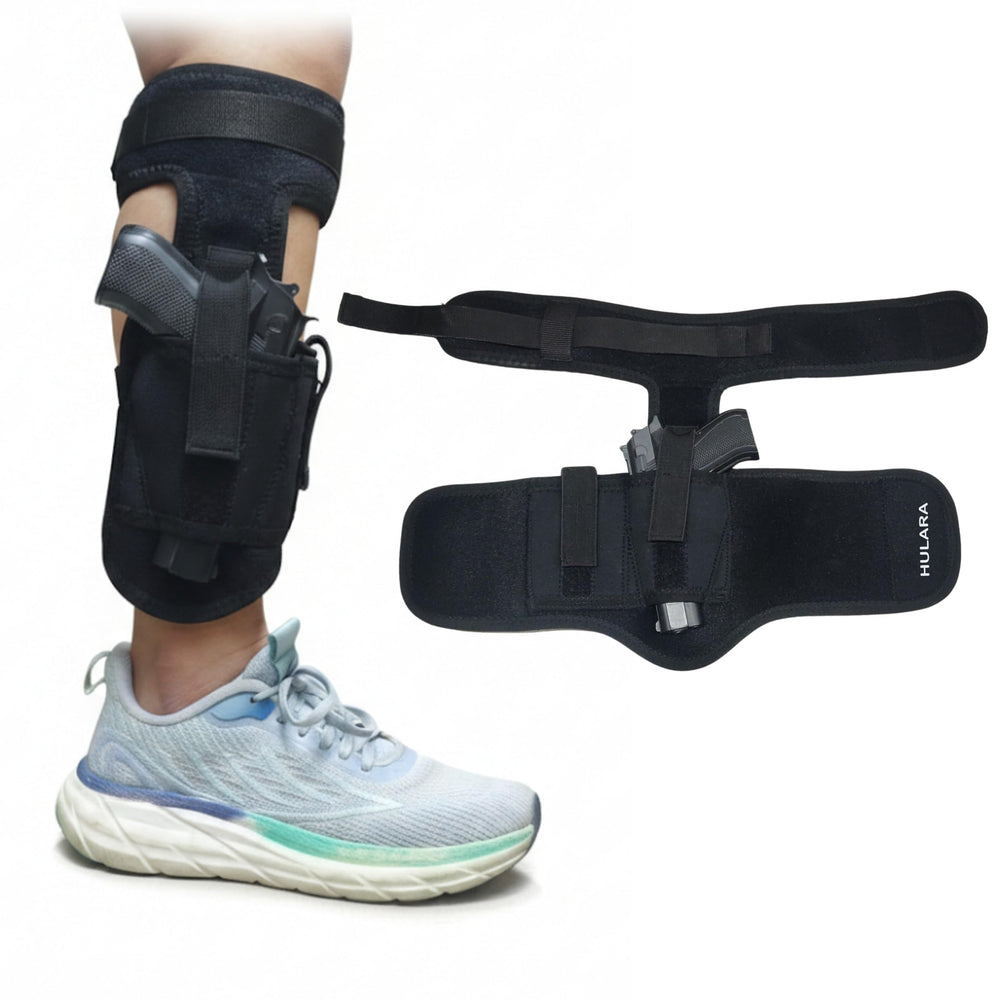 Hulara Ankle Holster for Deep Concealment Inside Boot Holster Fits Glock 43 26 19, Ruger LCP, SIG P365,P238, Springfield, Shield 9mm, Bodyguard 380 & Similar Models with Magazine Pouch