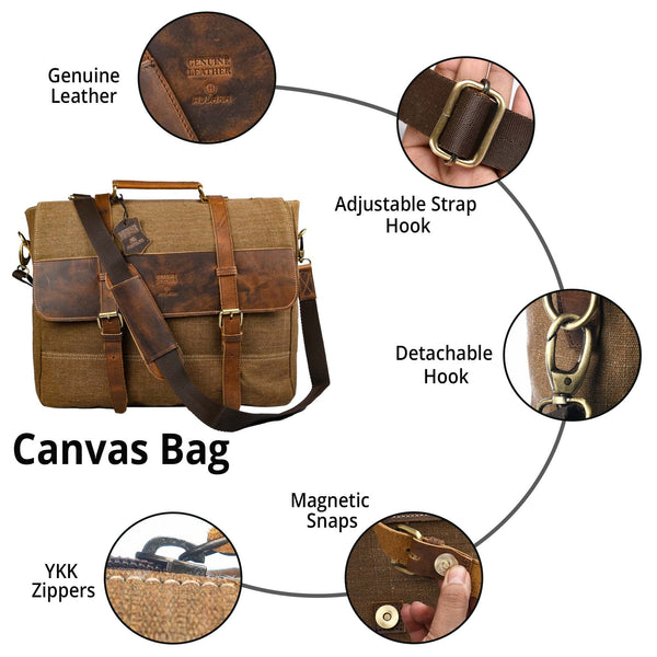Hulara Full Grain Buff Leather Messenger Bag For Men And Women Shoulder Bags For Business|Travel|Office