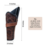 Hulara Genuine Leather Cross Draw Holster Gun Holder 22 .38/357 .44/45 Cal Revolver Western Rough Ri - 3