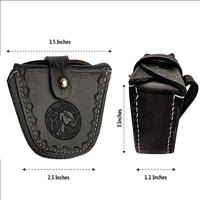 Hulara Top Grain Buff Leather Slingshot Ammo Holder Bag Storage Gun Ammo Case Brown with Belt Loop & Metal Closure Ammunition Pouch for Hunting - 2