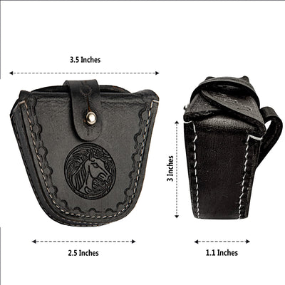 Hulara Top Grain Buff Leather Slingshot Ammo Holder Bag Storage Gun Ammo Case Brown with Belt Loop & Metal Closure Ammunition Pouch for Hunting