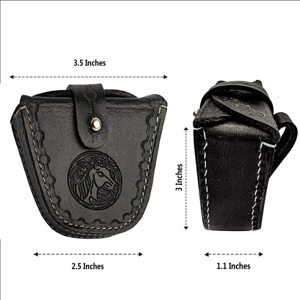 Hulara Top Grain Buff Leather Slingshot Ammo Holder Bag Storage Gun Ammo Case Brown with Belt Loop & Metal Closure Ammunition Pouch for Hunting