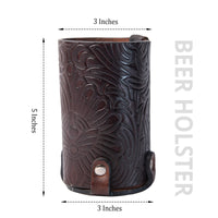 Hulara Beer Holder Full Grain Buff Leather Beer Holster Bottle Holster for Men Cowboy for Travel/Outdoor Beer Bottle Holder Belt Buckle - 3