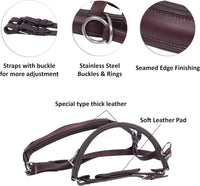 Wonder Care Genuine English Leather Crossover Crossunder Bitless Bridle for Horse Headstall with Reins - 5