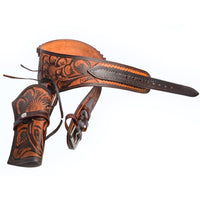 Hulara Full Grain DD Harness Buff Leather Western Gun Holster for Men Heritage Rough Rider 357 Magnum Holster Cowboy Gun Belt and Holster .38/.357 Cal Revolver Holster. - 6