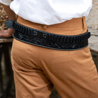 Hulara Full Grain Buff Leather Ammo Belt 22 Cartridge Belt Western Ammo Case Bullet Ammo Loops for Men - 3