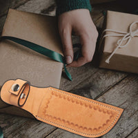 Hulara_Genuine Leather Case Handmade Real Leather Knife Sheaths with Belt Loop Pocket Knife Holder for Belt 4.5