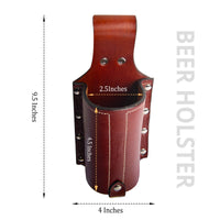 Hulara Full Grain Buff Leather Beer Holster Small Bottle Holster for Men Cowboy Beer Holder for Travel/Outdoor Beer Bottle Holder Belt Buckle - 2