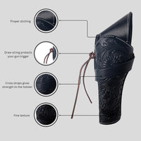 Hulara Genuine Leather Cross Draw Holster Gun Holder 22 .38/357 .44/45 Cal Revolver Western Rough Ri - 23