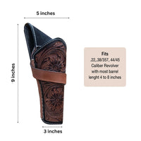 Hulara Genuine Leather Cross Draw Holster Gun Holder 22 .38/357 .44/45 Cal Revolver Western Rough Ri - 17