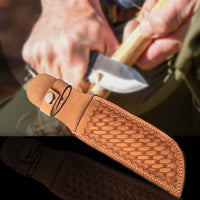 Hulara_Genuine Leather Case Handmade Real Leather Knife Sheaths With Belt Loop Pocket Knife Holder For Belt 4.7" Blade Fits Knife Holster - 9