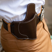 Hulara OWB Leather Pancake Holster - 2 Slot for Glock 17 & 1911, Right-Hand - 2