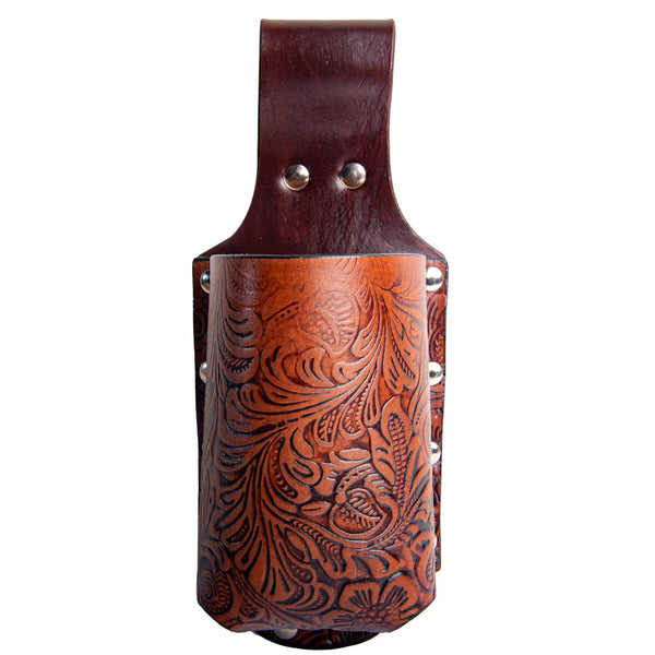 Hulara Beer Holder Full Grain Buff Leather Beer Holster Bottle Holster for Men Cowboy for Travel/Outdoor Beer Bottle Holder Belt Buckle